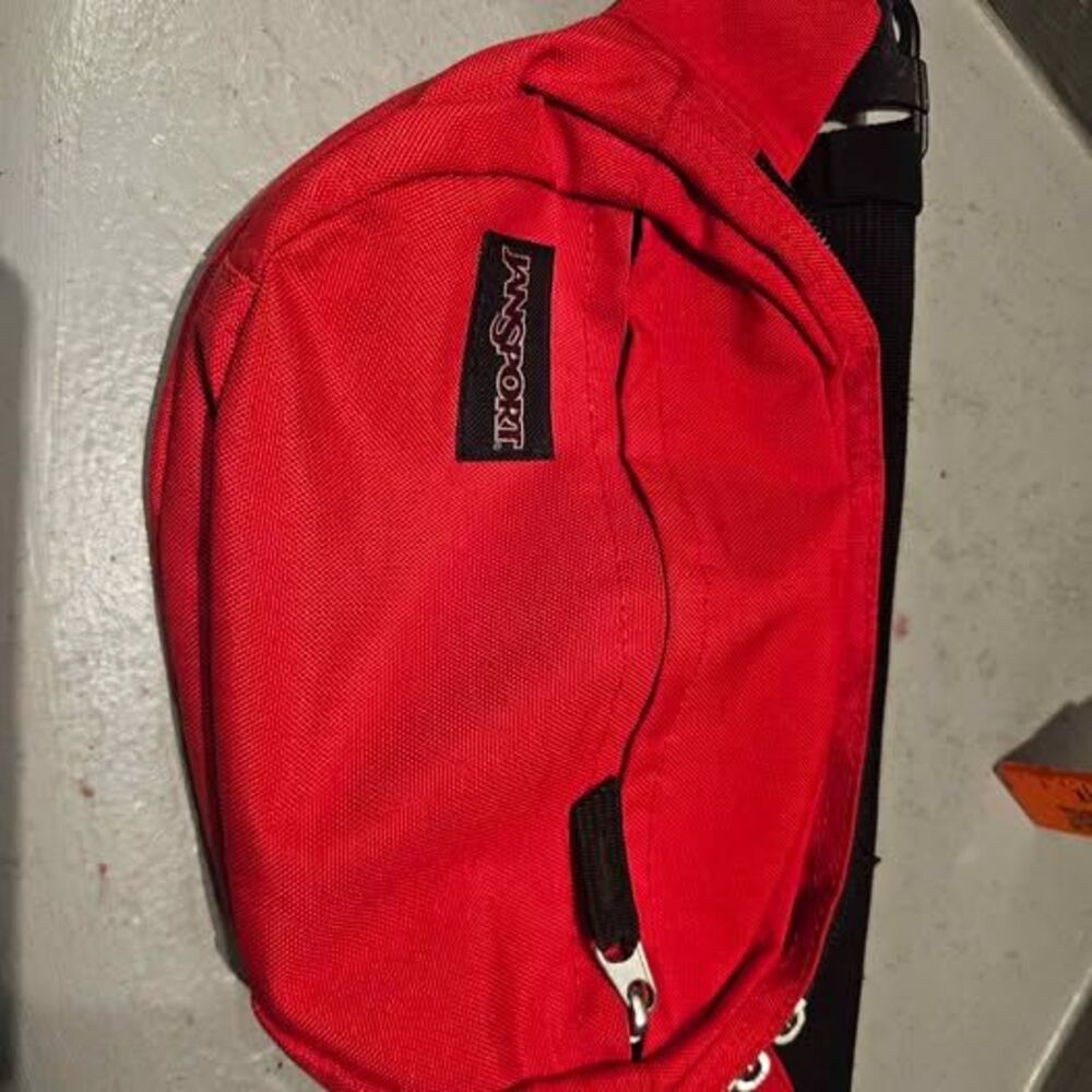 Jansport Red Canvas Fanny Pouch Belt Bag 10"